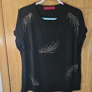 Scarlett Black Tee with Sparkling Details